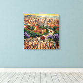 Santiago Chile Cityscape Vibrant Stretched Canvas キャンバスプリント (インサイチュ (ウッドフロア))