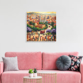 Santiago Chile Cityscape Vibrant Stretched Canvas キャンバスプリント (インサイチュ (リビング))