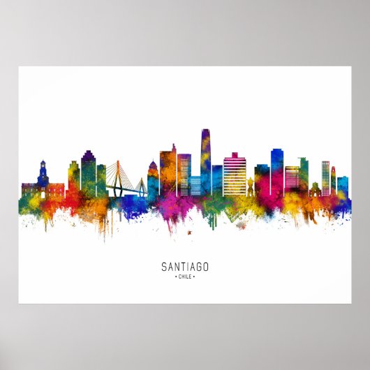  Santiago Chile Skyline ポスター (正面)
