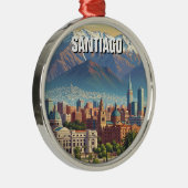 Santiago Chile Travel メタルオーナメント (右)