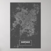 Santiago, Chile (white on black) Poster ポスター (正面)