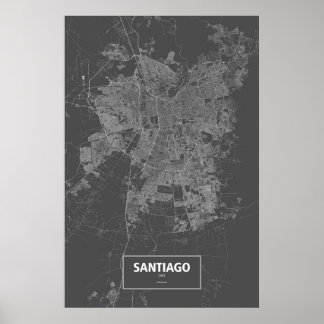 Santiago, Chile (white on black) Poster ポスター