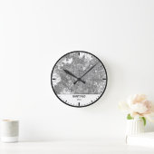 Santiago Clock City Line Art ラウンド壁時計 (ホーム)