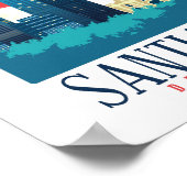 Santiago de Chile Vintage Skyline ポスター (角)