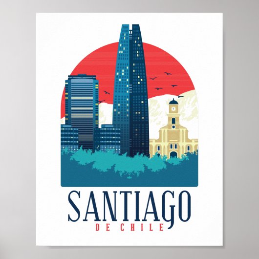 Santiago de Chile Vintage Skyline ポスター (正面)