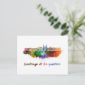 Santiago de Compostela skyline in watercolor ポストカード (スタンド正面)