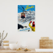 Säntis Switzerland Vintage Ski Poster - Framed ポスター (キッチン)