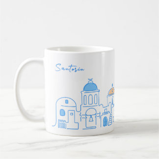 Santorin mug, Souvenir from Greece, hand drawing コーヒーマグカップ