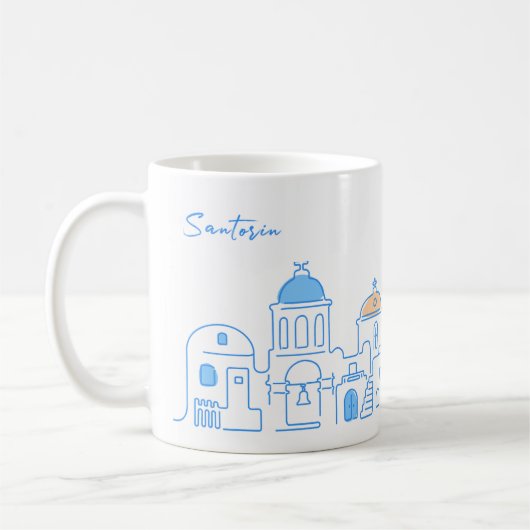 Santorin mug, Souvenir from Greece, hand drawing コーヒーマグカップ (左)