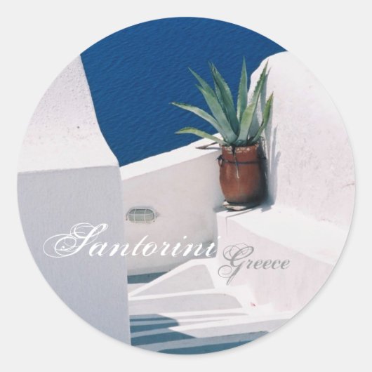 Santoriniのギリシャのステッカー ラウンドシール (正面)