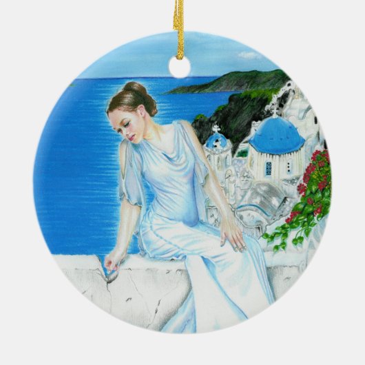 Santoriniのギリシャの美しいのオーナメント セラミックオーナメント (裏面)