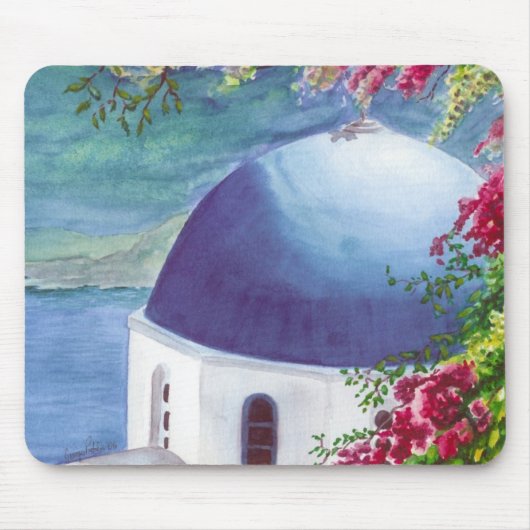 santoriniのドームのmousepad マウスパッド (正面)