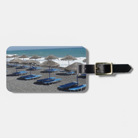 Santoriniのビーチ、ギリシャ ラゲッジタグ (正面横)