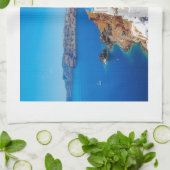 Santoriniの島-カルデラ、ギリシャ キッチンタオル (折り畳み)