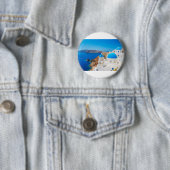 Santoriniの島-カルデラ、ギリシャ 缶バッジ (インサイチュ)