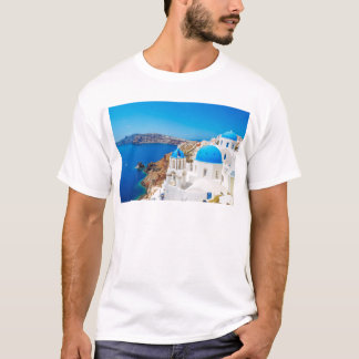 Santoriniの島-カルデラ、ギリシャ Tシャツ