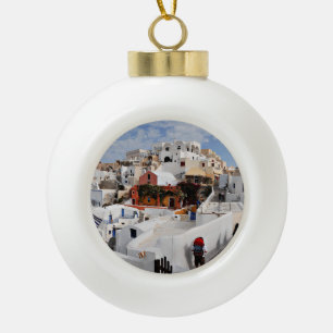 Santoriniの島(Thira)、ギリシャ セラミックボールオーナメント