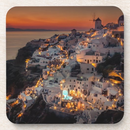 Santoriniの日没、ギリシャ コースター (正面)
