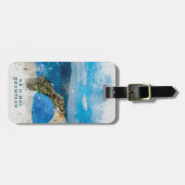 Santoriniギリシャの休日の結婚式の荷物のラベルのラベル ラゲッジタグ (正面横)