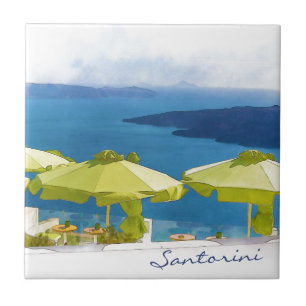 Santoriniギリシャの絵画 タイル