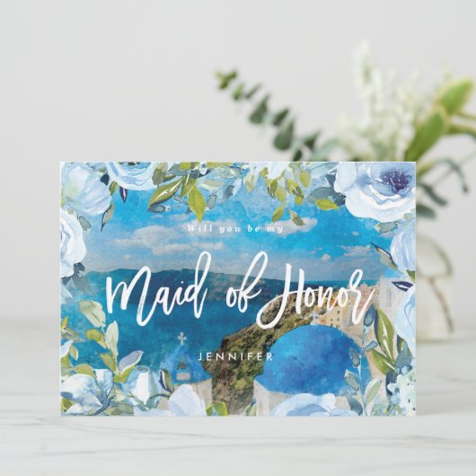 Santoriniフローラメイド・オブ・オーナー(花嫁付き添い人)提案カード サンキューカード (スタンド正面)