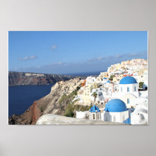 Santorini、ギリシャのOiaの写真撮影の村、 ポスター