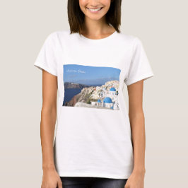 Santorini、ギリシャのOiaの写真撮影の村 Tシャツ