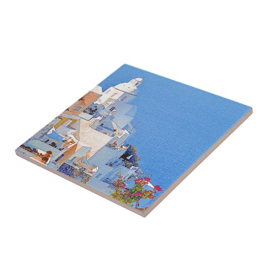 "Santorini、ギリシャ" タイル (側面)