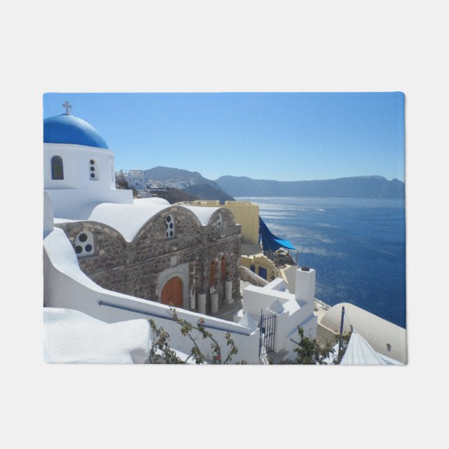 Santorini、ギリシャ ドアマット (正面)