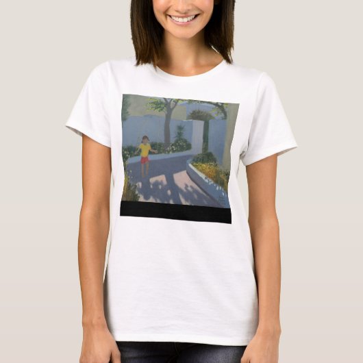 Santorini 2002年をとばしている女の子 tシャツ (正面)