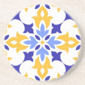Santorini Aura Gold Floral Coastal Mediterranean コースター (正面)