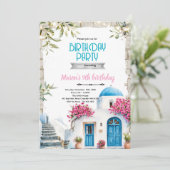 Santorini Birthday Invitation Template 招待状 (スタンド正面)