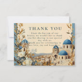 Santorini Blue Dome Botanical Elegance サンキューカード (正面)