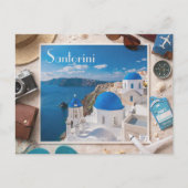 Santorini – Blue Domes by the Aegean ポストカード (正面)