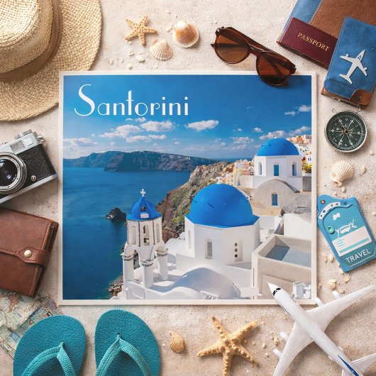 Santorini – Blue Domes by the Aegean ポストカード