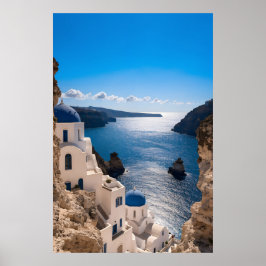 Santorini Blue Horizon Poster ポスター