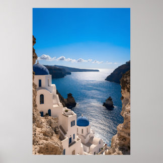 Santorini Blue Horizon Poster ポスター