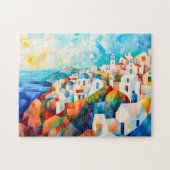 Santorini Coastline in Artistic Impression ジグソーパズル (横)