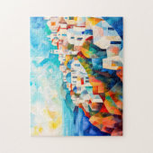Santorini Coastline in Artistic Impression ジグソーパズル (縦)