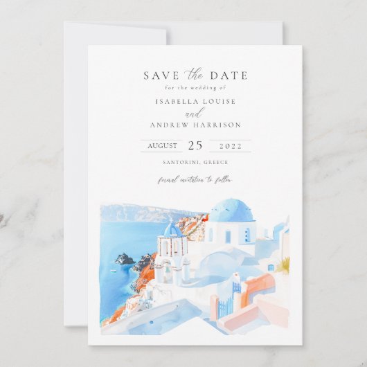 Santorini Greece写真保存日 招待状 (正面)