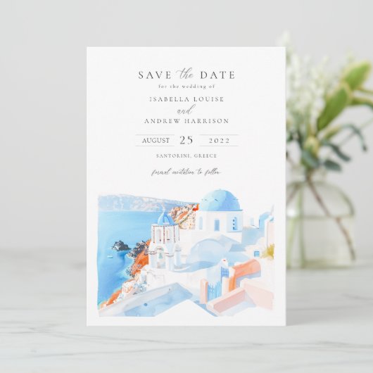 Santorini Greece写真保存日 招待状 (スタンド正面)