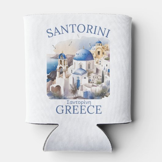 Santorini Greece Beautiful Island 缶クーラー (裏面)