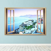 Santorini Greece Canvas Printもしに住んでいるとき キャンバスプリント (インサイチュ (ウッドフロア))