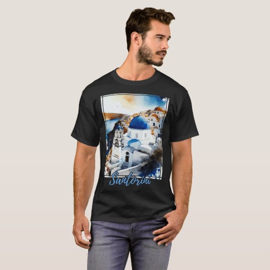 Santorini Greece Greek Island Vacation Tシャツ (正面フル)