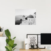 Santorini Greece Iconic Domed Churches Sea View ポスター (ホームオフィス)