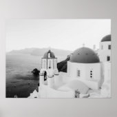 Santorini Greece Iconic Domed Churches Sea View ポスター (正面)