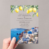 Santorini Greece Lemons Wedding アクリル招待状 (インサイチュ (ポータブル))