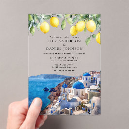 Santorini Greece Lemons Wedding アクリル招待状