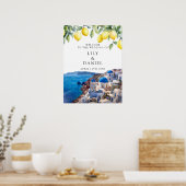 Santorini Greece Lemons Wedding Welcome Sign ポスター (キッチン)
