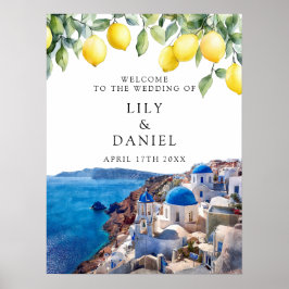 Santorini Greece Lemons Wedding Welcome Sign ポスター
